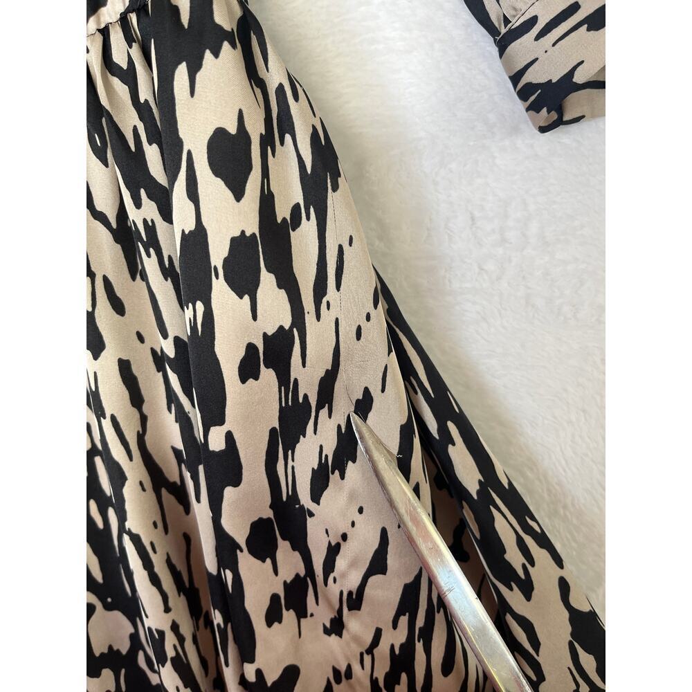 Sandro Silky Animal Print Studded 3/4 Sleeve Party Dress Glam Rocker Edgy sz 2 - Picture 11 of 12